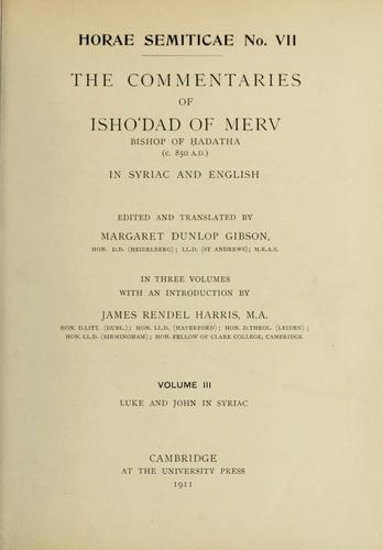 The commentaries of Ishoʻdad of Merv