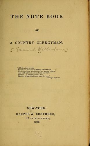 The note book of a county clergyman