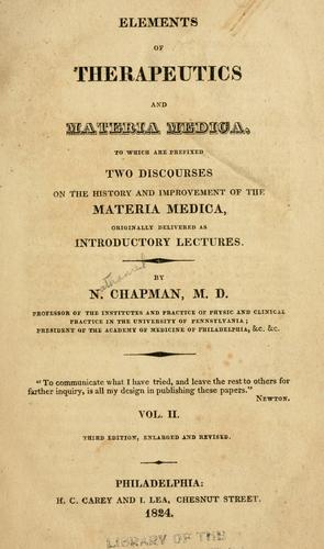 Elements of therapeutics and materia medica