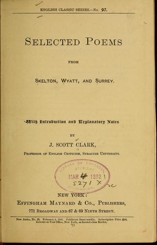 Selected poems from Skelton, Wyatt, and Surrey