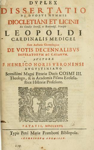 Duplex dissertatio de duobus nummis Diocletiani et Licinii