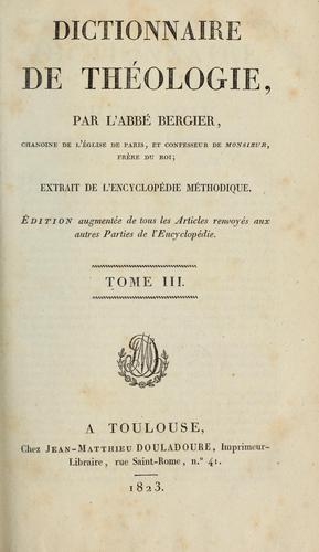 Dictionnaire de théologie...