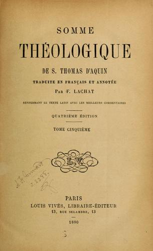 Somme Theologique de S. Thomas D'Aquin