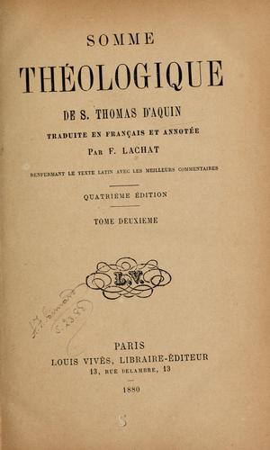 Somme Theologique de S. Thomas D'Aquin