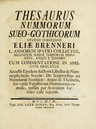 Thesaurus nummorum sueo-gothicorum