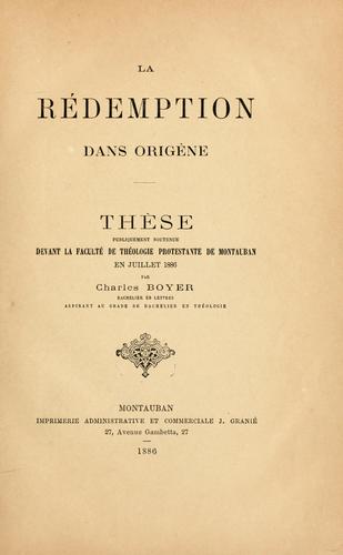 La Rédemption dans Origène