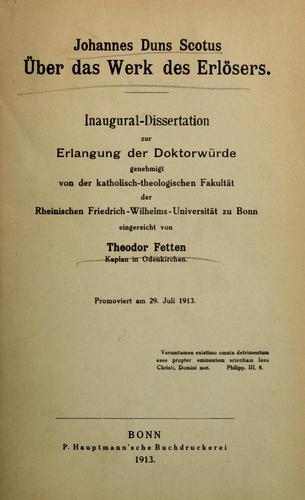 Johannes Duns Scotus über das Werk des Erlösers