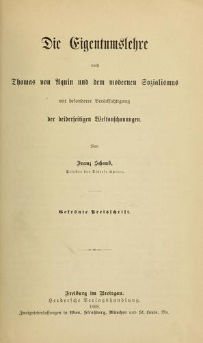 Die Eigentumslehre nach Thomas von Aquin und dem modernen Sozialismus