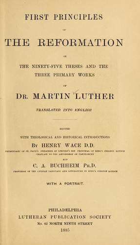 First principles of the Reformation