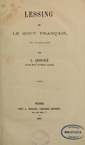 Lessing et le goût français en Allemagne