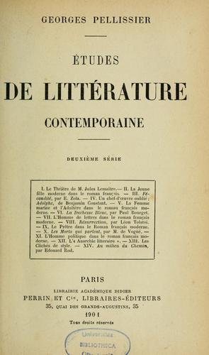 Études de littérature contemporaine ...