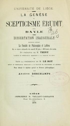 La genèse du scepticisme érudit chez Bayle