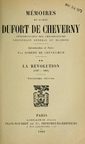 Mémoires du comte Dufort de Cheverny