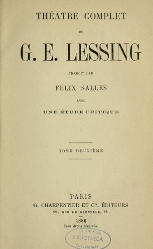 Théâtre complet de G. E. Lessing