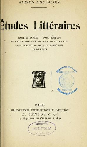 Études littéraires