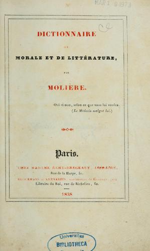 Dictionnaire de morale et de littérature
