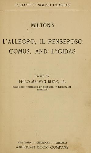 Milton's L'allegro, Il penseroso, Comus, and Lycidas