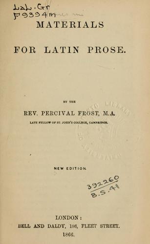 Materials for Latin prose