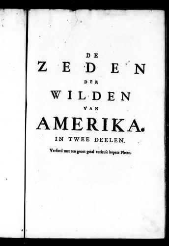 De zeden der wilden van Amerika
