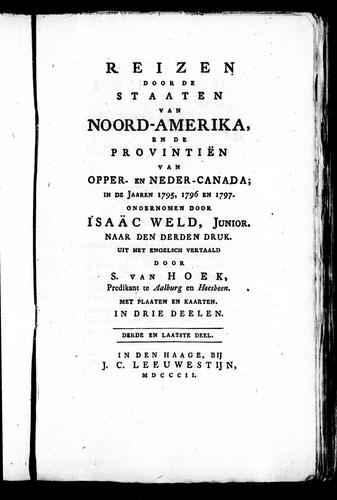 Reizen door de staaten van Noord-Amerika, en de provintiën van Opper-en Neder-Canada; in de jaaren 1795, 1796 en 1797