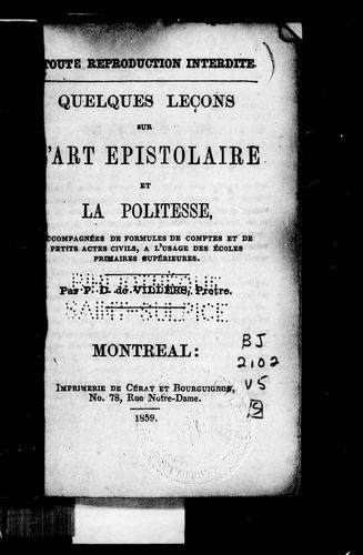 Quelques leçons sur l'art épistolaire et la politesse