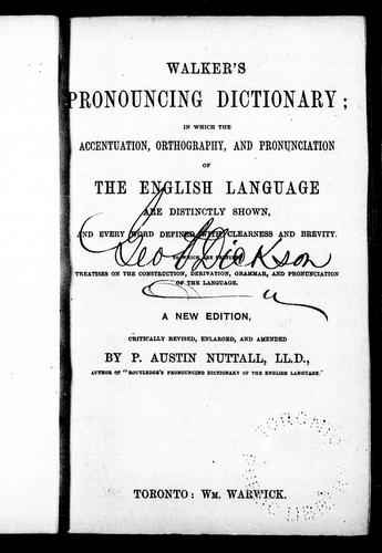 Walker's pronouncing dictionary