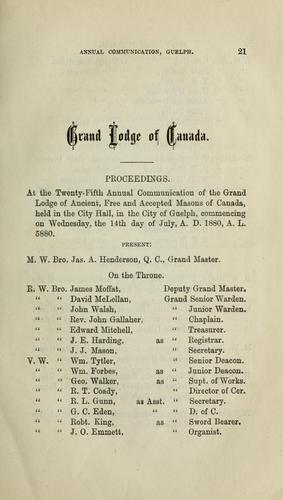 Proceedings : Grand Lodge, A.F. & A.M. of Canada in the Province of Ontario. --