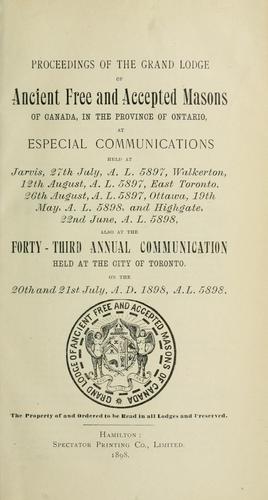 Proceedings : Grand Lodge, A.F. & A.M. of Canada in the Province of Ontario. --