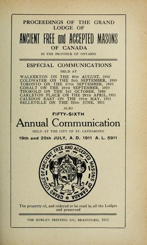 Proceedings : Grand Lodge, A.F. & A.M. of Canada in the Province of Ontario. --