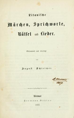 Litauische Märchen, Sprichworte, Rätsel und Lieder