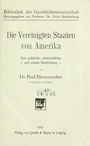 Die Vereinigten Staaten von Amerika, ihre politische, wirtschaftliche und soziale Entwicklung