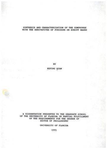 Synthesis and characterization of the compounds with the derivatives of pyridine or schiff bases