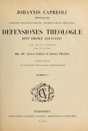 Defensiones theologiæ divi Thomæ Aquinatis