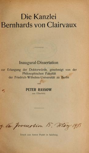 Die Kanzlei Bernhards von Clairvaux