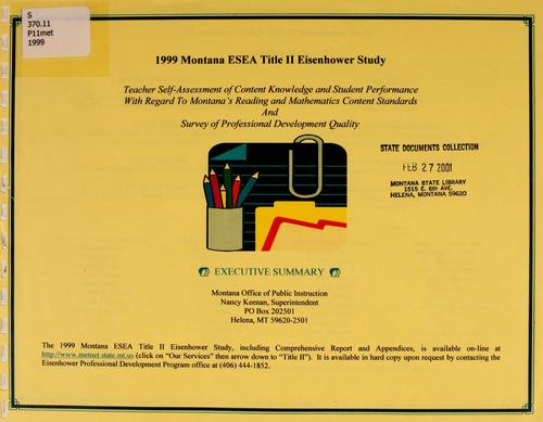 1999 Montana ESEA Title II Eisenhower Study