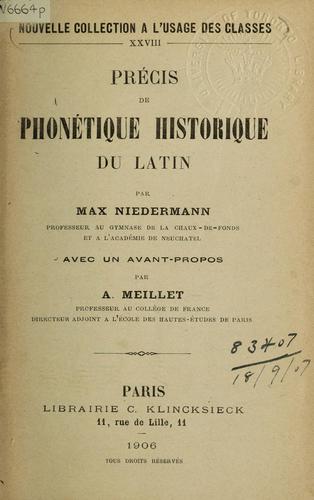 Précis de phonétique historique du Latin