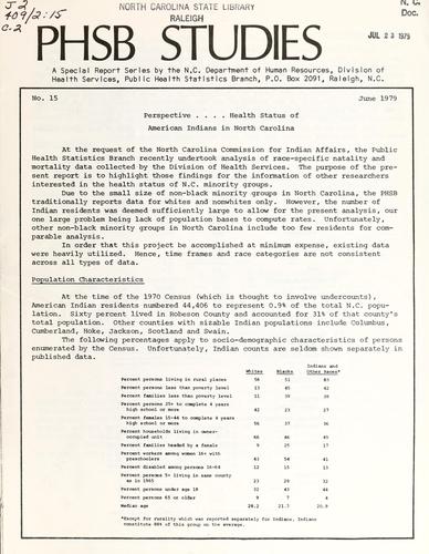 Perspective-- health status of American Indians in North Carolina
