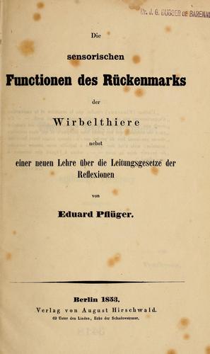 Die sensorischen Functionen des Rückenmarks der Wirbelthiere