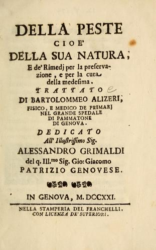 Della peste cioè della sua natura