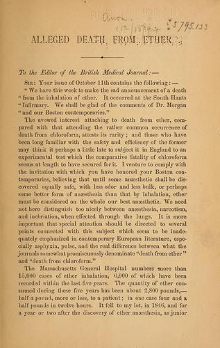 Alleged death from ether