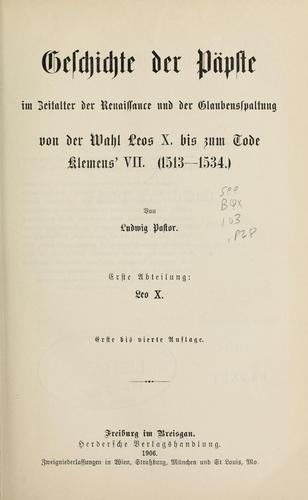 Geschichte der Päpste seit dem Ausgang des Mittelalters