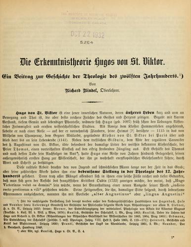 Die Erkenntnistheorie Hugos von St. Viktor