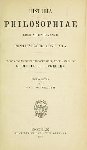 Historia philosophiae graeco-romanae ex fontium locis contexta