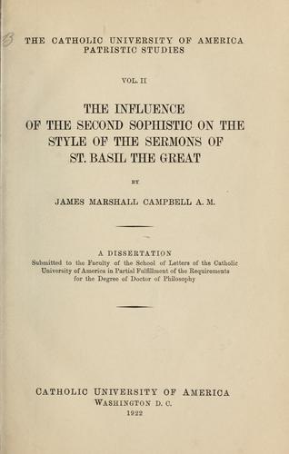 The influence of the second sophistic on the style of the sermons of St. Basil the Great