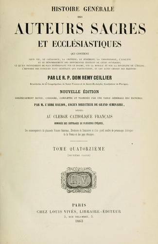 Histoire générale des auteurs sacrés et ecclésiastiques