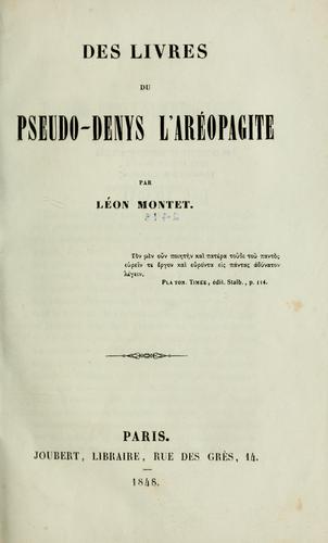 Des livres du Pseudo-Denys l'Aréopagite