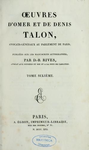 Oeuvres d'Omer et de Denis Talon \