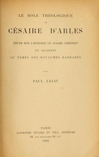 Le rôle théologique de Césaire d'Arles