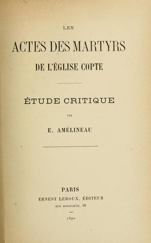 Les actes des martyrs de l'Êglise copte