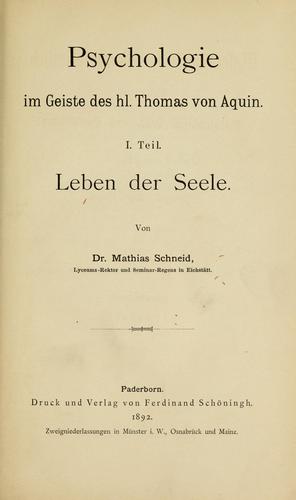 Psychologie im geiste des hl. Thomas von Aquin ...